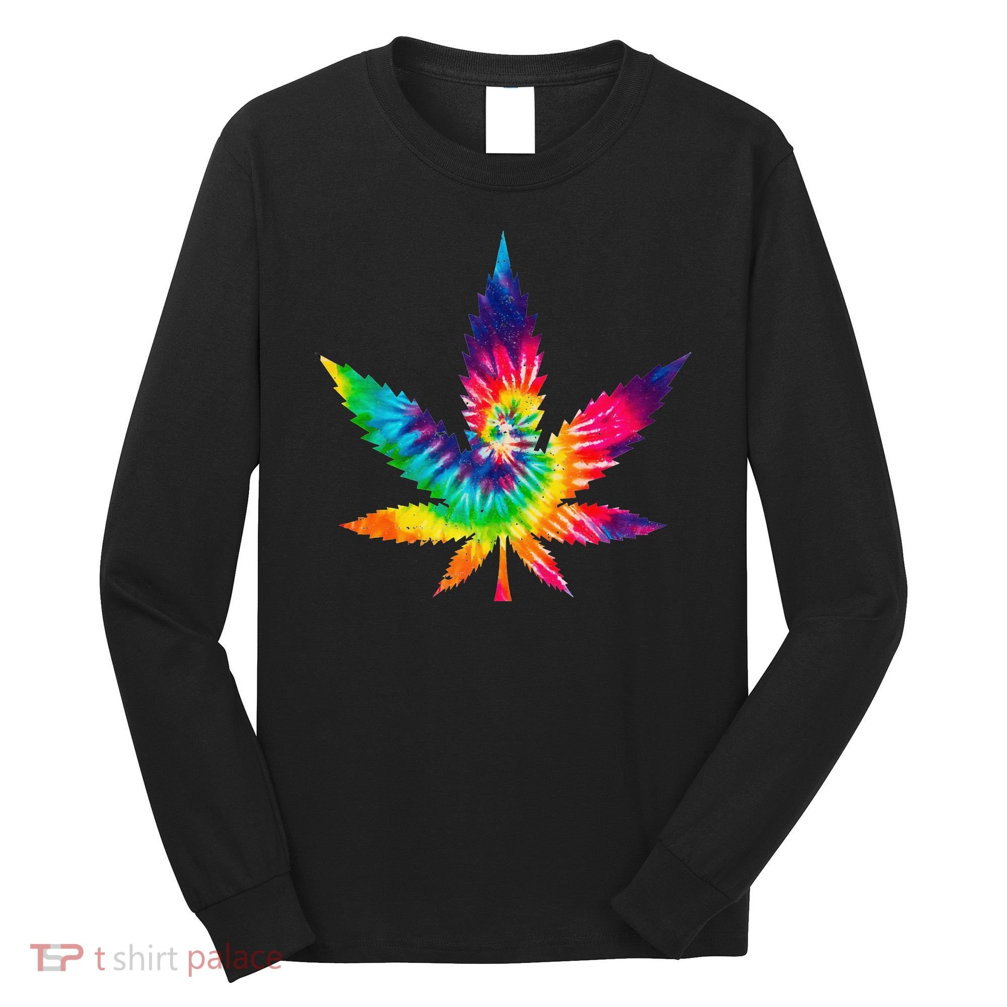 Cannabis Smoke Weed Tie Dye Hippie 420 Marijuana Stoner Tank Top Long Sleeve Shirt