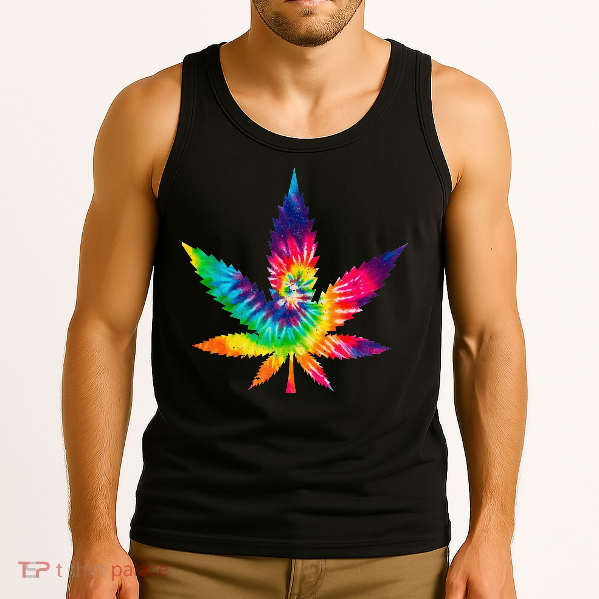 Cannabis Smoke Weed Tie Dye Hippie 420 Marijuana Stoner Tank Top Tank Top