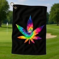Cannabis Smoke Weed Tie Dye Hippie 420 Marijuana Stoner Tank Top Golf Towel thumb 1