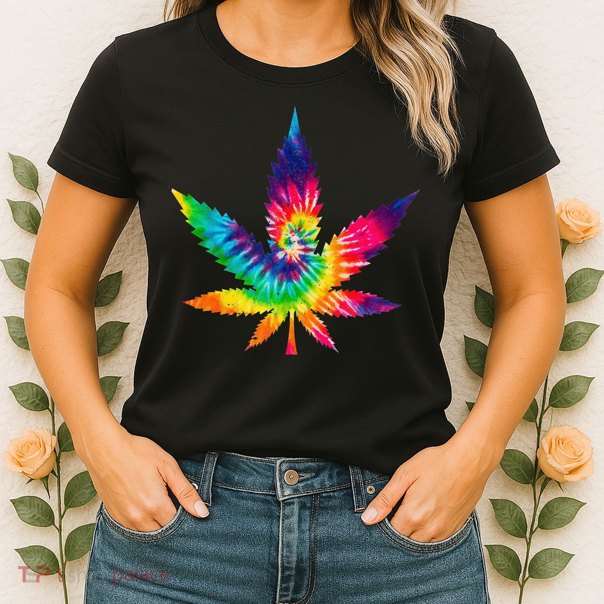 Cannabis Smoke Weed Tie Dye Hippie 420 Marijuana Stoner Tank Top Women's T-Shirt