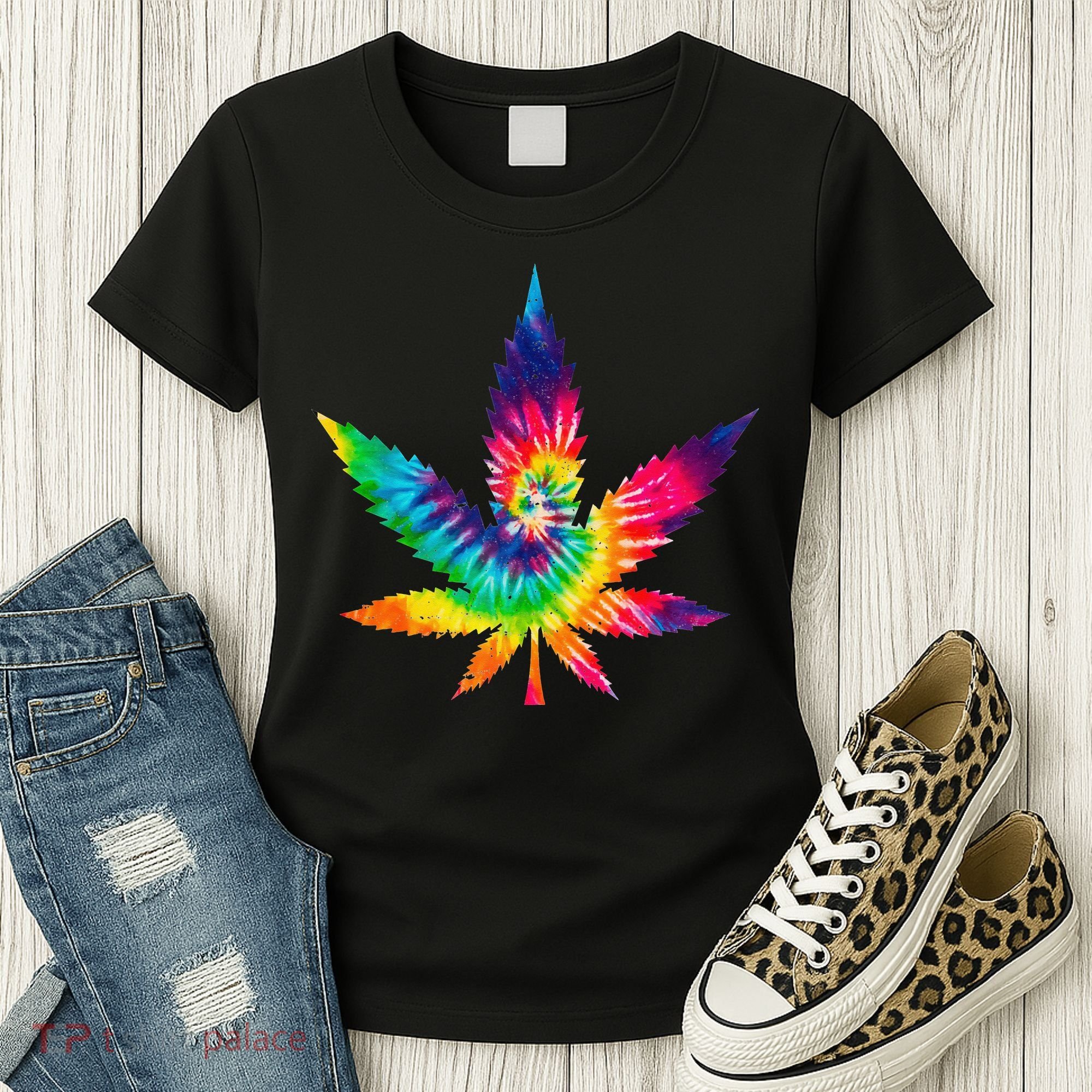 Cannabis Smoke Weed Tie Dye Hippie 420 Marijuana Stoner Tank Top Women's T-Shirt
