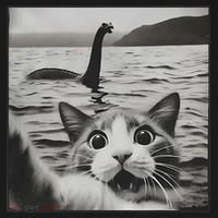 Cat Selfie With Loch Ness Monster Funny Cats Women Pajama Set thumb 2