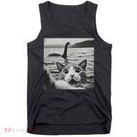 Cat Selfie With Loch Ness Monster Funny Cats Women Tank Top thumb 0