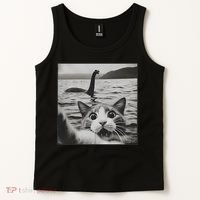 Cat Selfie With Loch Ness Monster Funny Cats Women Tank Top thumb 2