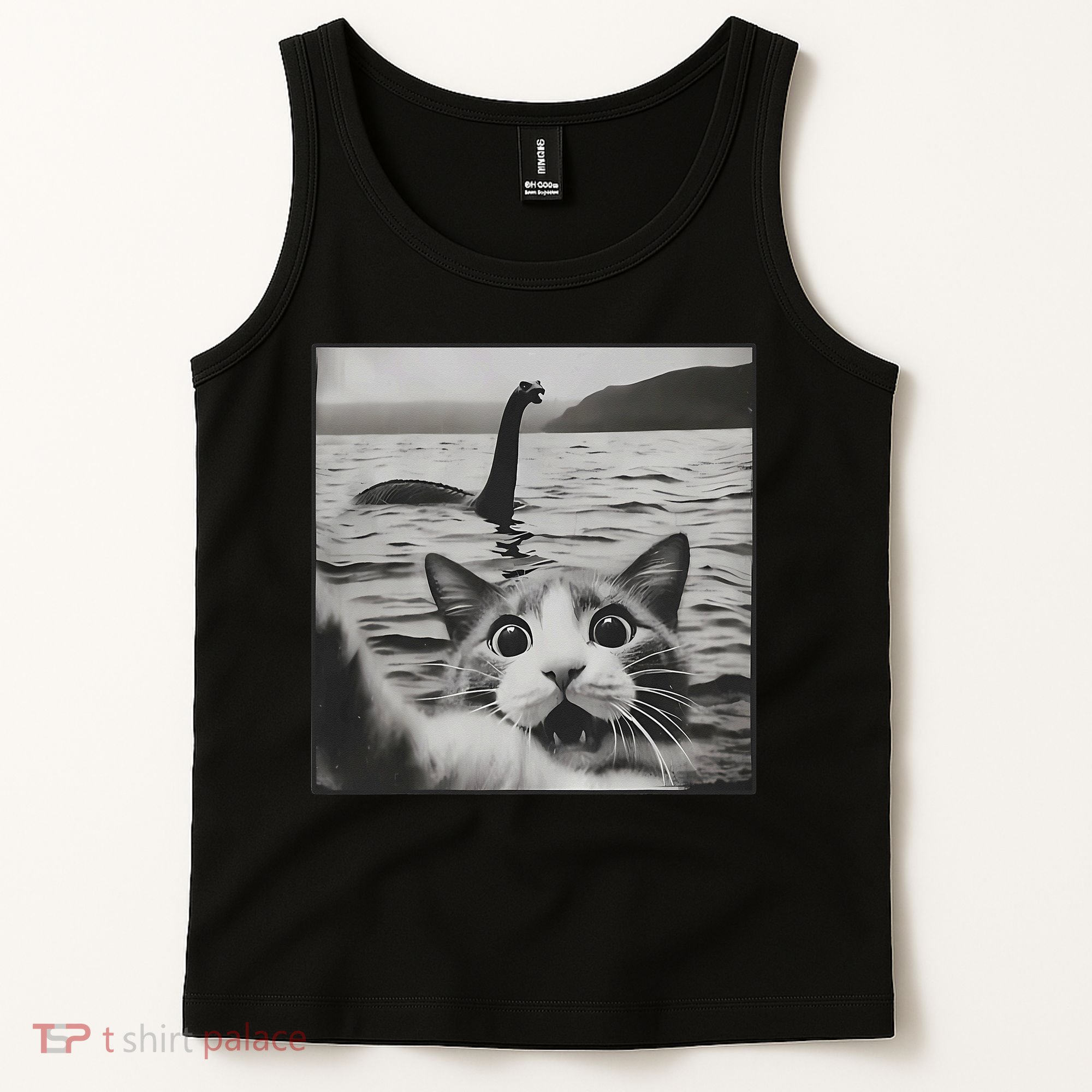 Cat Selfie With Loch Ness Monster Funny Cats Women Tank Top