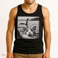 Cat Selfie With Loch Ness Monster Funny Cats Women Tank Top thumb 3