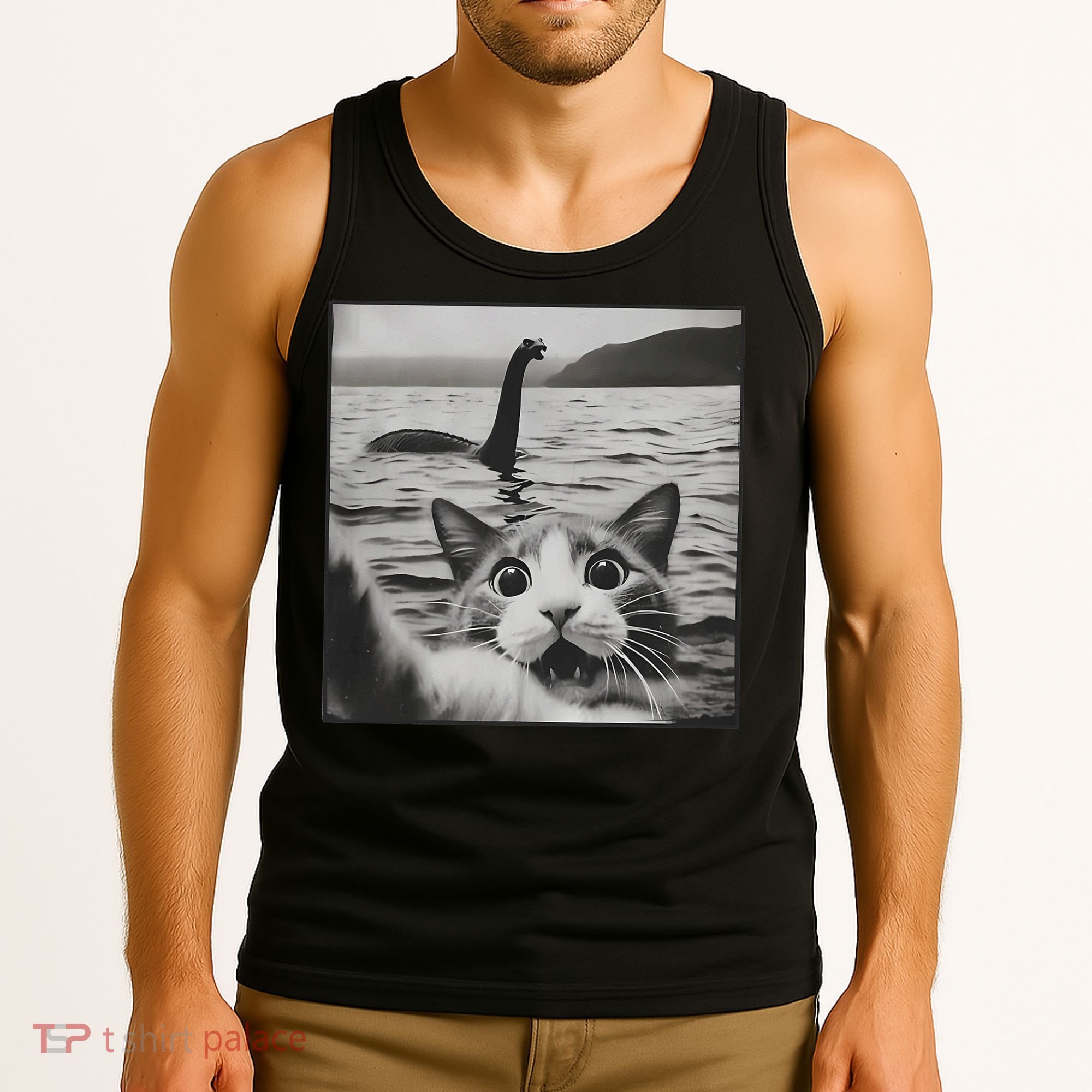 Cat Selfie With Loch Ness Monster Funny Cats Women Tank Top