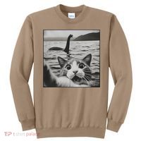 Cat Selfie With Loch Ness Monster Funny Cats Women Sweatshirt thumb 0