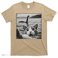 Cat Selfie With Loch Ness Monster Funny Cats Women T-Shirt thumb 0