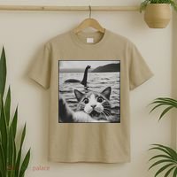 Cat Selfie With Loch Ness Monster Funny Cats Women T-Shirt thumb 2