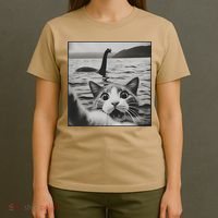 Cat Selfie With Loch Ness Monster Funny Cats Women T-Shirt thumb 4