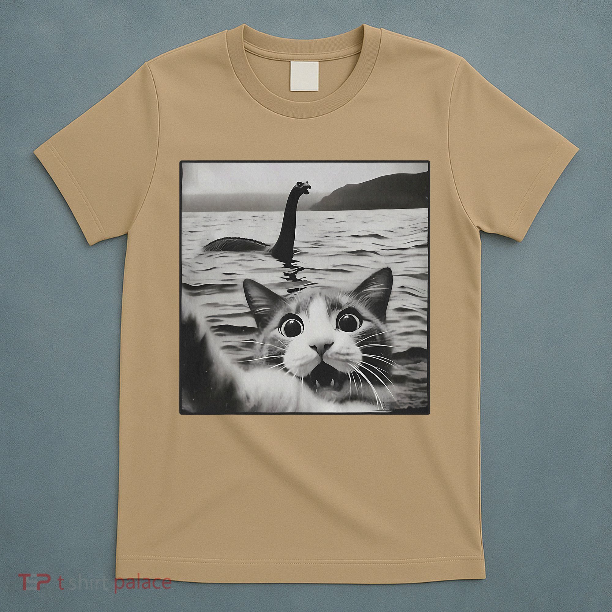 Cat Selfie With Loch Ness Monster Funny Cats Women T-Shirt