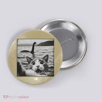 Cat Selfie With Loch Ness Monster Funny Cats Women Button thumb 0