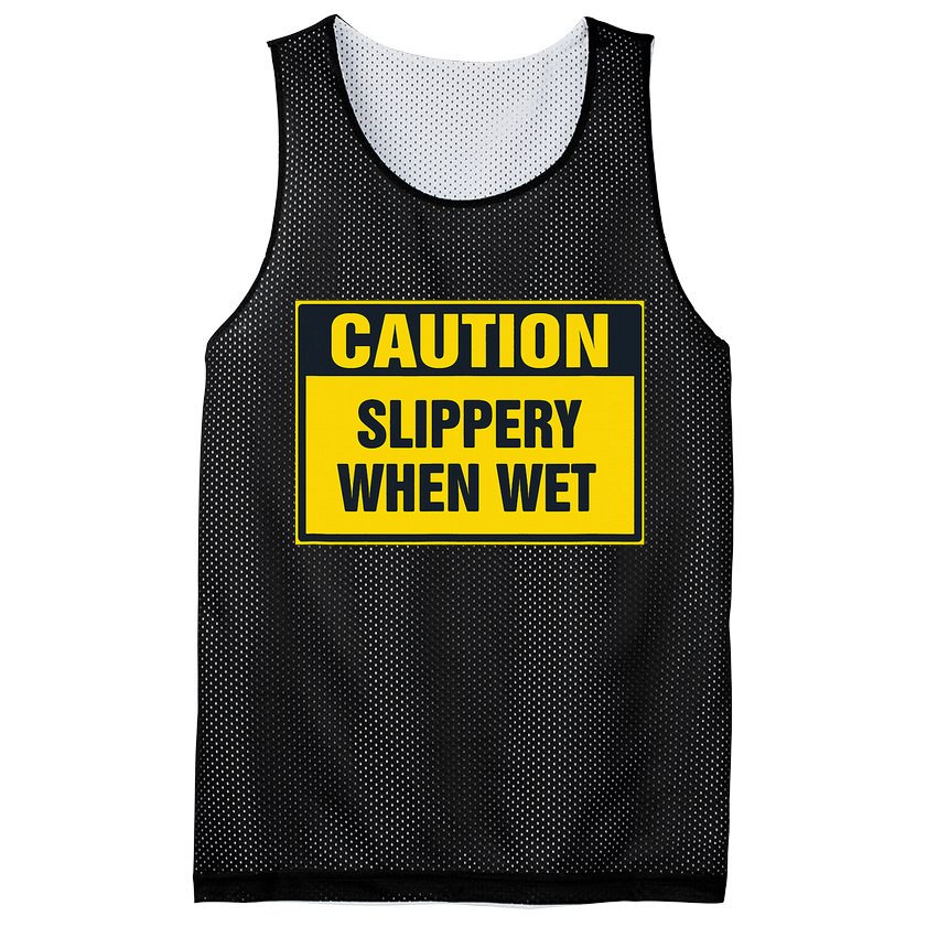 Caution Slippery When Wet Mesh Reversible Basketball Jersey Tank