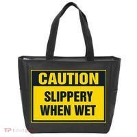 Caution Slippery When Wet Tote Bag thumb 0
