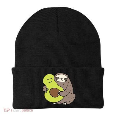 Cute Sloth With Avocado Vegan Cute Sloth Avocado Gift Beanie