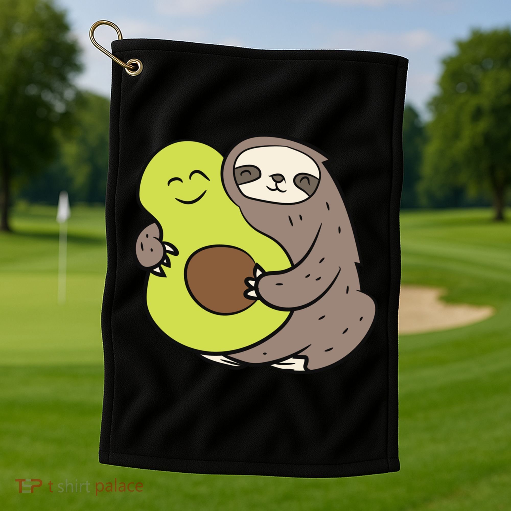Cute Sloth With Avocado Vegan Cute Sloth Avocado Gift Golf Towel