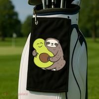 Cute Sloth With Avocado Vegan Cute Sloth Avocado Gift Golf Towel thumb 2