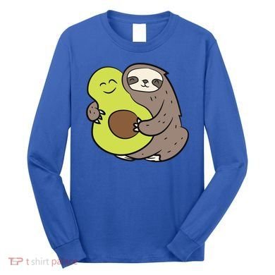 Cute Sloth With Avocado Vegan Cute Sloth Avocado Gift Long Sleeve Shirt