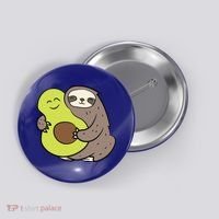 Cute Sloth With Avocado Vegan Cute Sloth Avocado Gift Button thumb 0