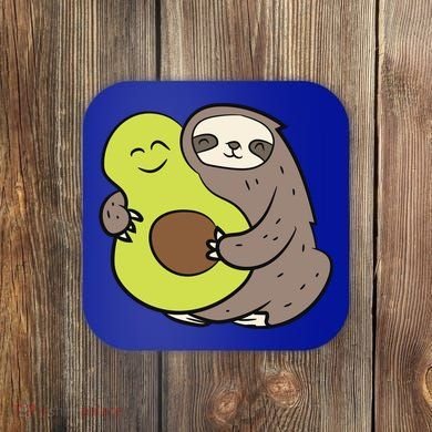 Cute Sloth With Avocado Vegan Cute Sloth Avocado Gift Coaster