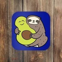 Cute Sloth With Avocado Vegan Cute Sloth Avocado Gift Coaster thumb 0