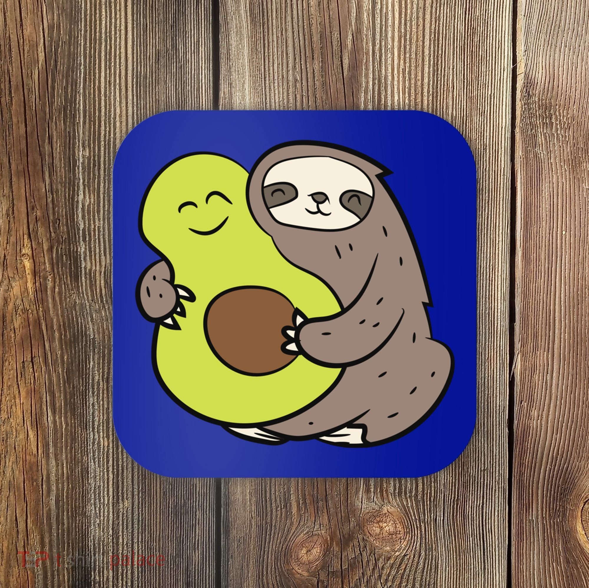 Cute Sloth With Avocado Vegan Cute Sloth Avocado Gift Coaster