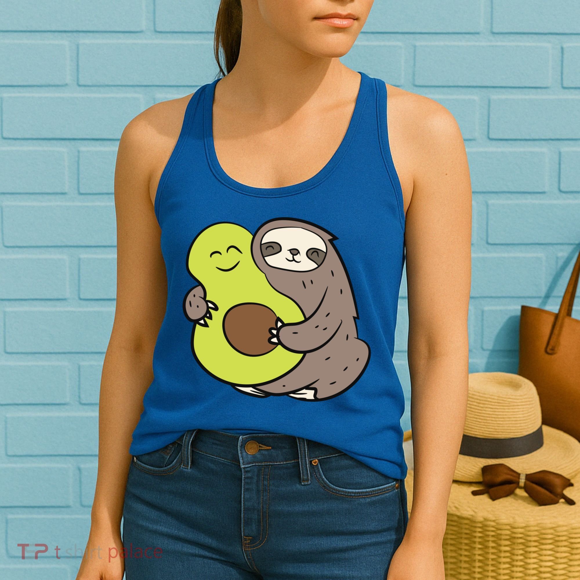 Cute Sloth With Avocado Vegan Cute Sloth Avocado Gift Women's Tank Top