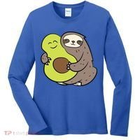 Cute Sloth With Avocado Vegan Cute Sloth Avocado Gift Women's Long Sleeve Shirt thumb 0