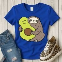 Cute Sloth With Avocado Vegan Cute Sloth Avocado Gift Women's T-Shirt thumb 3