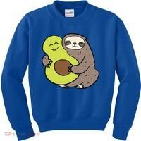 Cute Sloth With Avocado Vegan Cute Sloth Avocado Gift Kids Sweatshirt thumb 0