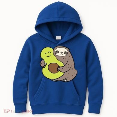 Cute Sloth With Avocado Vegan Cute Sloth Avocado Gift Kids Hoodie