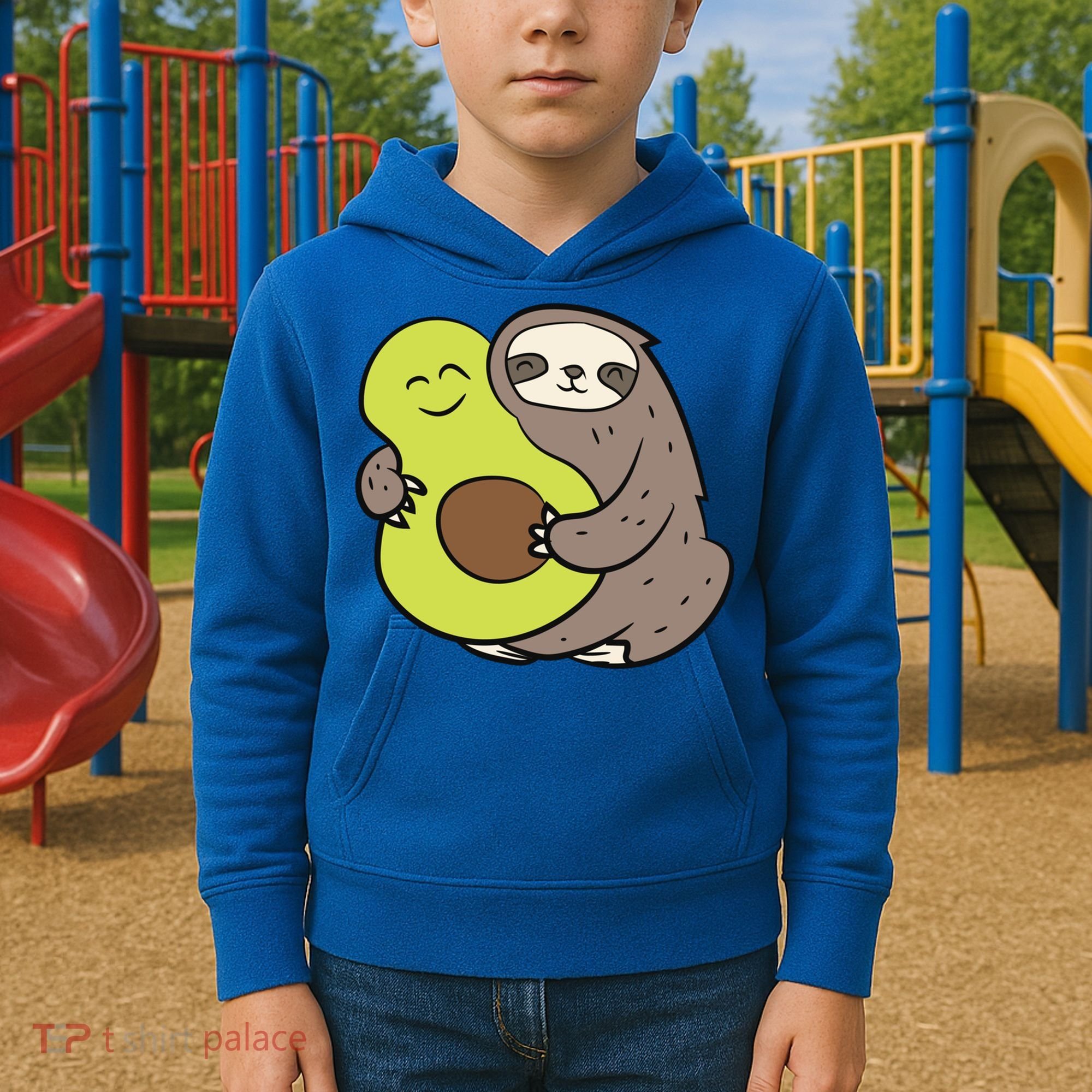 Cute Sloth With Avocado Vegan Cute Sloth Avocado Gift Kids Hoodie