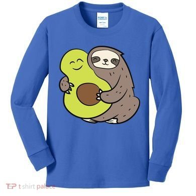 Cute Sloth With Avocado Vegan Cute Sloth Avocado Gift Kids Long Sleeve Shirt