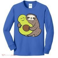 Cute Sloth With Avocado Vegan Cute Sloth Avocado Gift Kids Long Sleeve Shirt thumb 0
