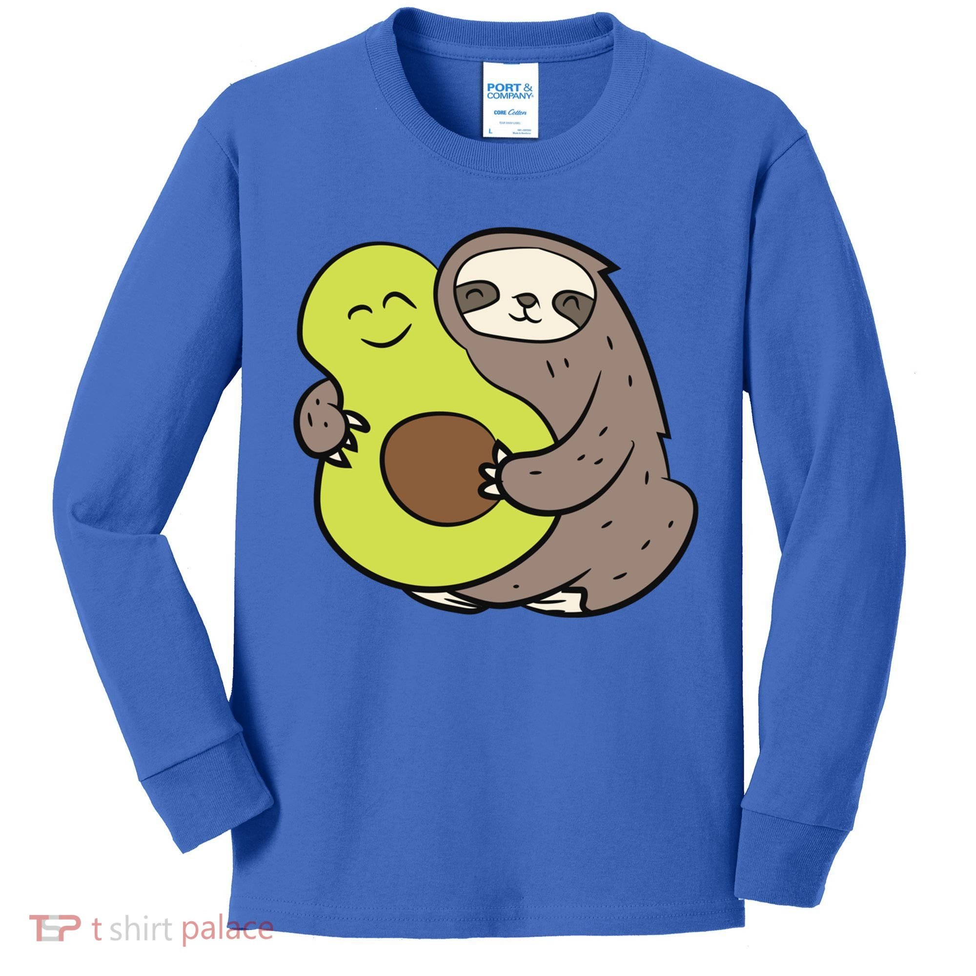 Cute Sloth With Avocado Vegan Cute Sloth Avocado Gift Kids Long Sleeve Shirt
