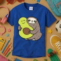Cute Sloth With Avocado Vegan Cute Sloth Avocado Gift Kids T-Shirt thumb 3