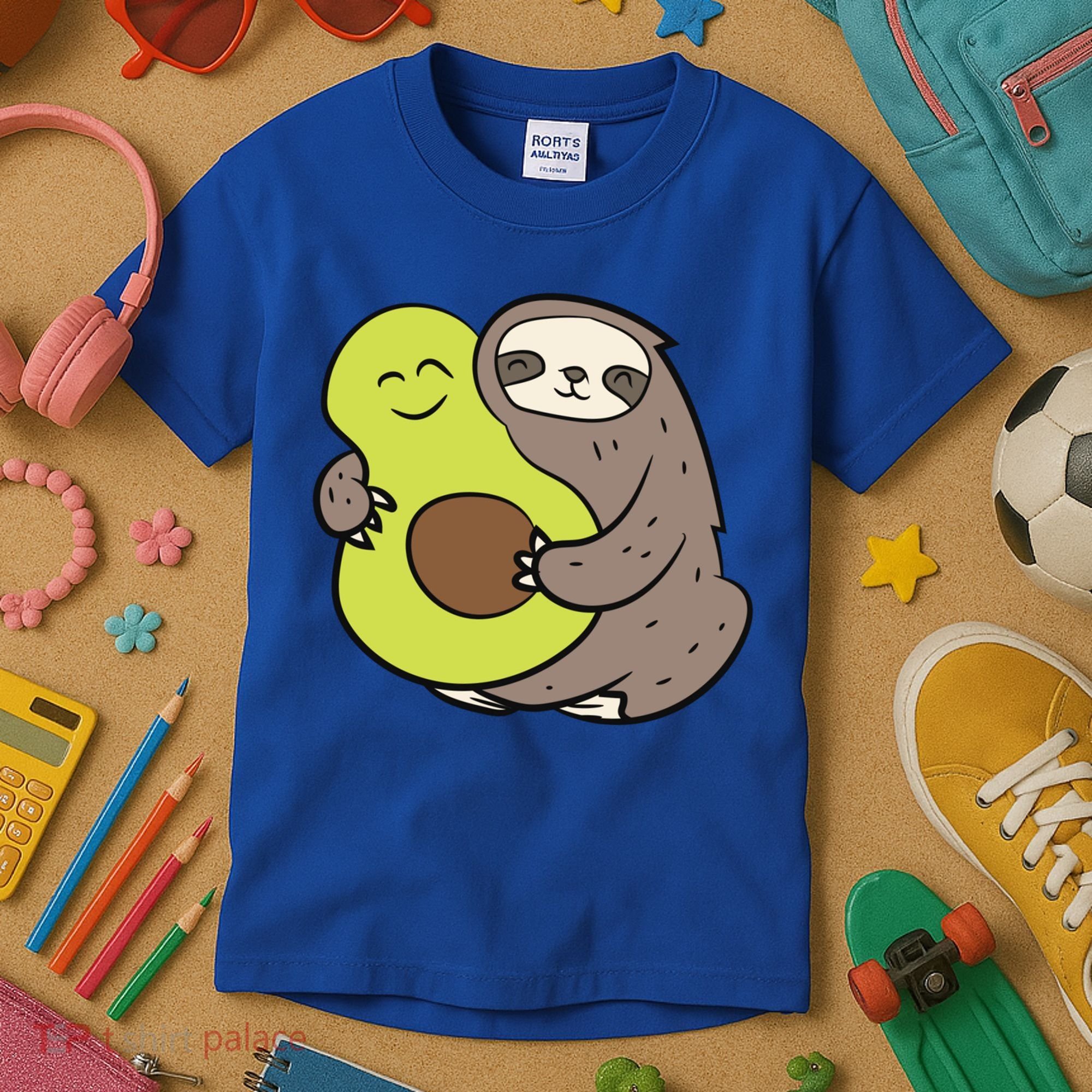 Cute Sloth With Avocado Vegan Cute Sloth Avocado Gift Kids T-Shirt