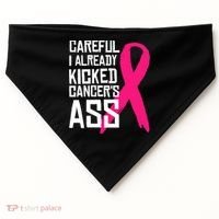 Careful Survivor Warrior Funny Breast Cancer Awareness Great Gift USA-Made Doggie Bandana thumb 0