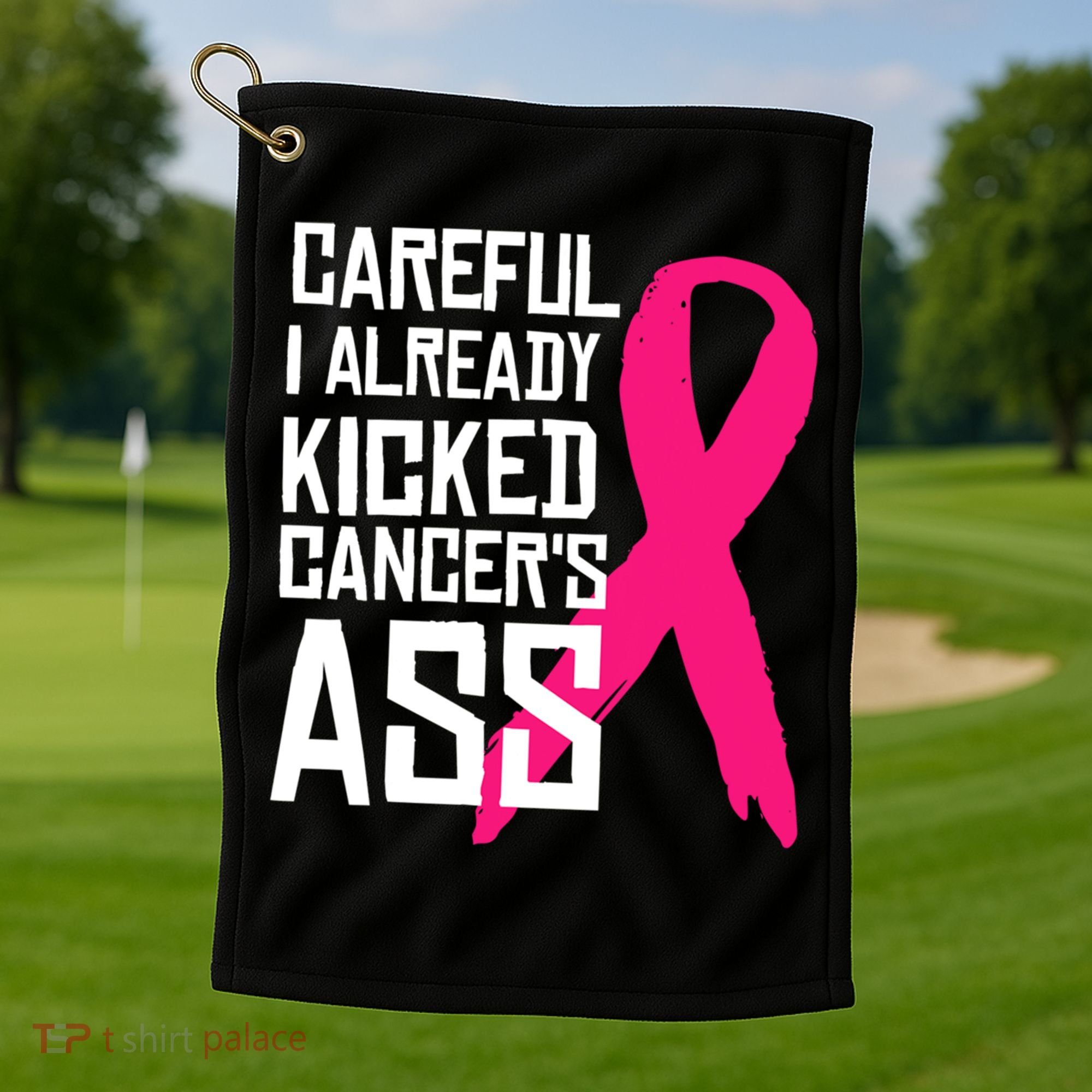 Careful Survivor Warrior Funny Breast Cancer Awareness Great Gift Golf Towel