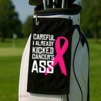 Careful Survivor Warrior Funny Breast Cancer Awareness Great Gift Golf Towel thumb 2