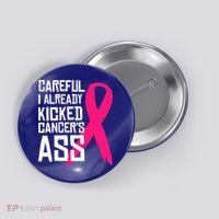 Careful Survivor Warrior Funny Breast Cancer Awareness Great Gift Button thumb 0