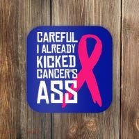 Careful Survivor Warrior Funny Breast Cancer Awareness Great Gift Coaster thumb 0