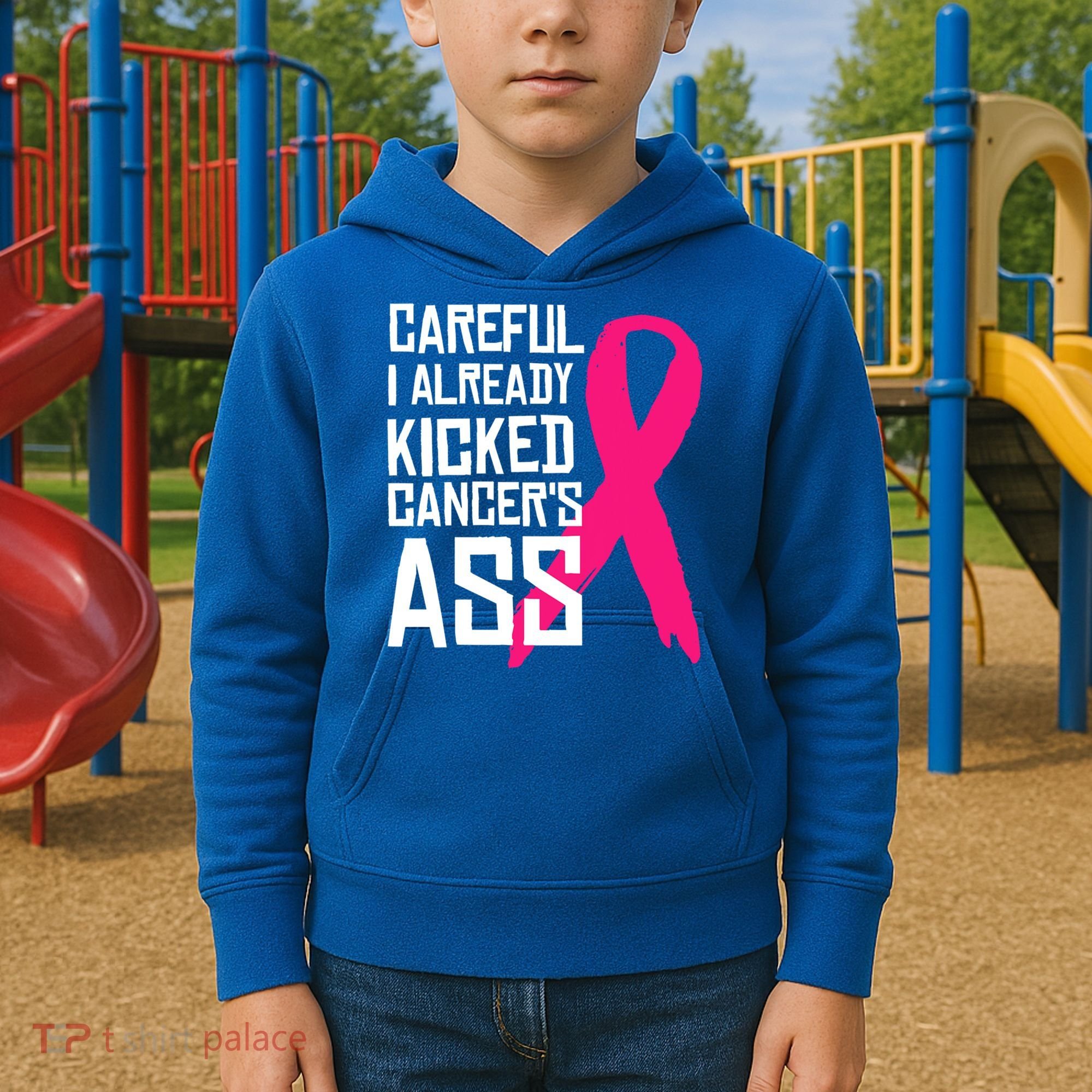 Careful Survivor Warrior Funny Breast Cancer Awareness Great Gift Kids Hoodie