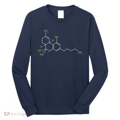 Cannabis Shirts Weed Pot Molecule THC Marijuana Stoner Gift Long Sleeve Shirt