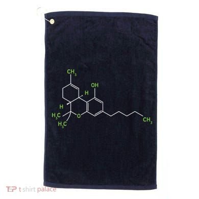 Cannabis Shirts Weed Pot Molecule THC Marijuana Stoner Gift Golf Towel