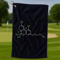 Cannabis Shirts Weed Pot Molecule THC Marijuana Stoner Gift Golf Towel thumb 1