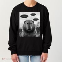 Capybara Selfie With Ufos Funny Graphic Women's Sweatshirt thumb 0