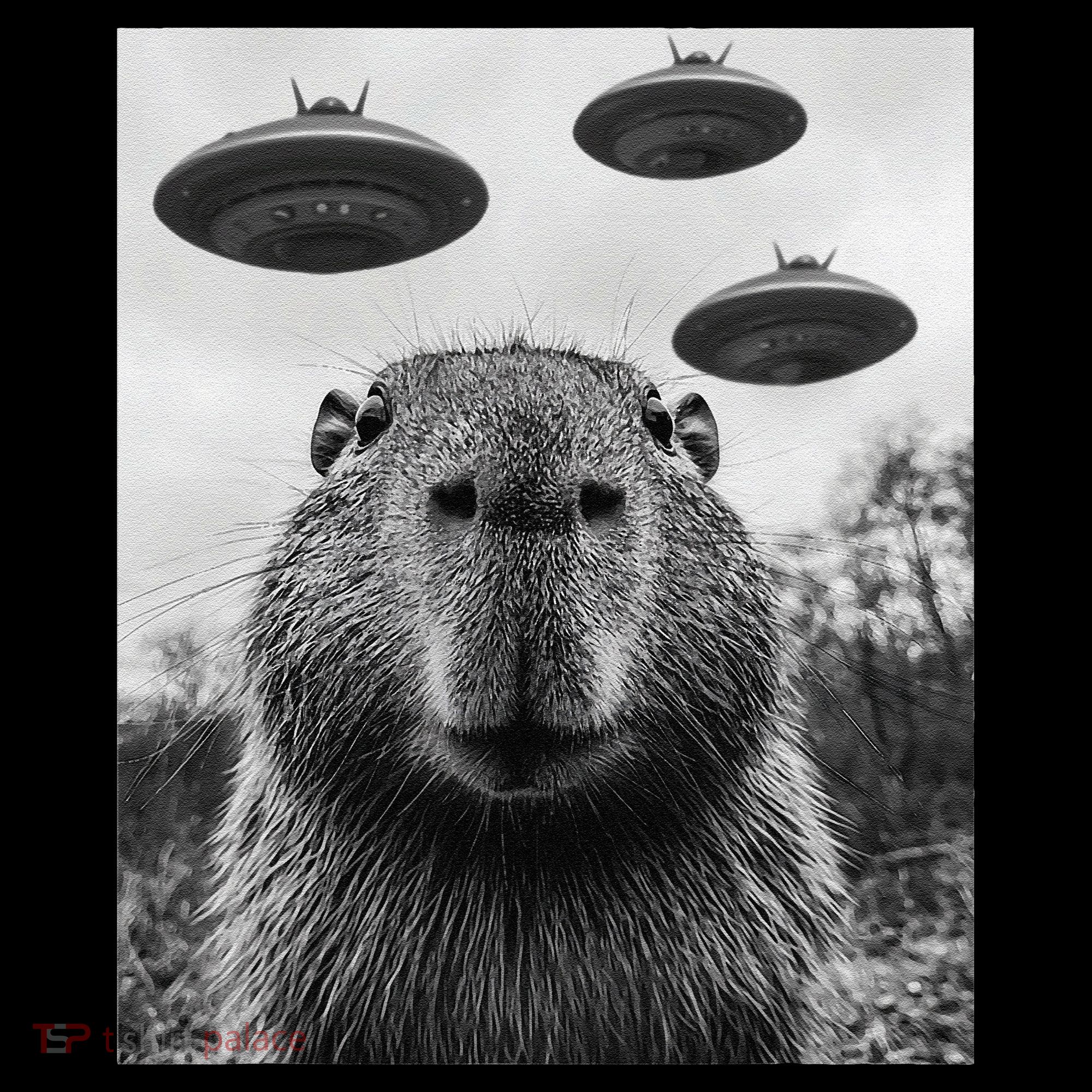 Capybara Selfie With Ufos Funny Graphic Doggie Tank