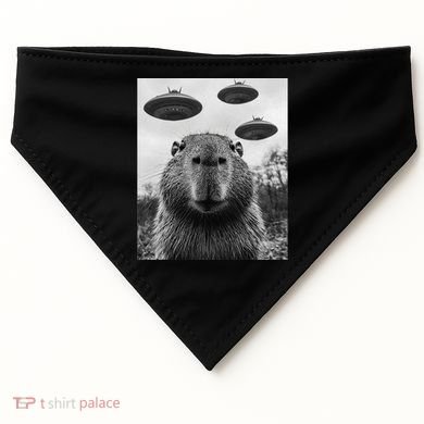 Capybara Selfie With Ufos Funny Graphic USA-Made Doggie Bandana